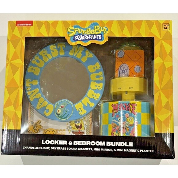 NIB Nickelodeon SPONGEBOB SQUAREPANTS 2023 LOCKER & BEDROOM BUNDLE LIGHT, MIRROR - Picture 1 of 4